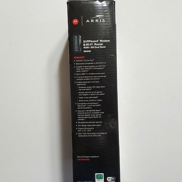 Motorola ARRIS SURFbrard  Modem & WiFi Router N300 300 Dual Band SBF6580 - Picture 5 of 11